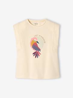 Niña-Camiseta con motivo de ave del paraíso y mangas hasta los hombros para niña