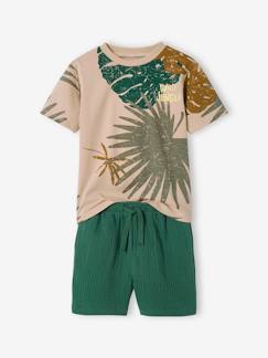 -Conjunto: camiseta y short de gasa de algodón
