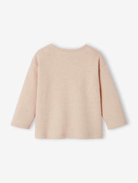 Camiseta tunecina tejido nido de abeja y manga larga para bebé beige 
