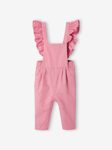 Peto de lino y algodón con volante para bebé rosa 