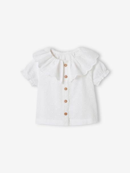 Conjunto de 3 prendas para bebé - blusa bordada, short de gasa de algodón y cinta del pelo a juego rosa 