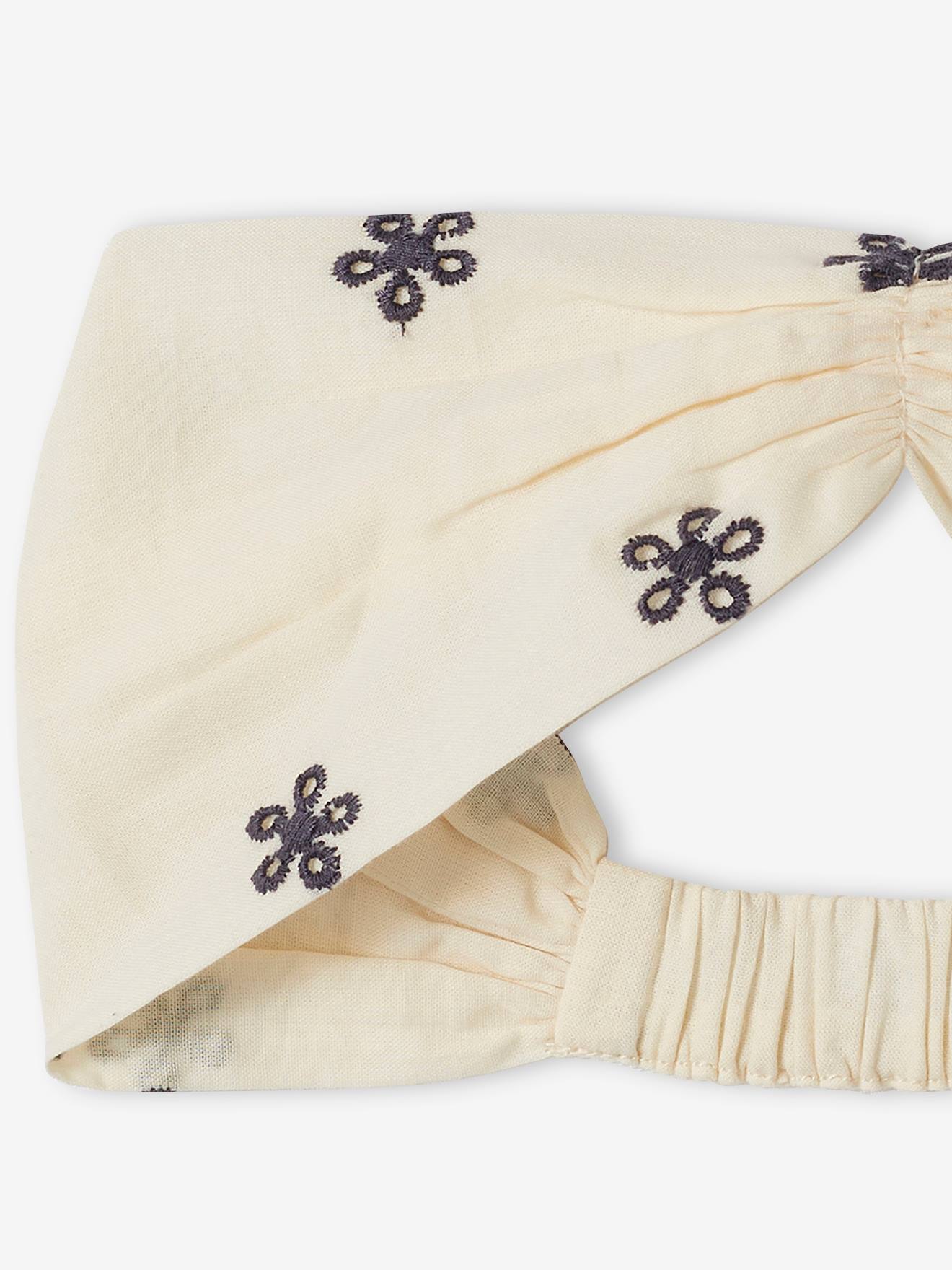 Conjunto de 3 prendas de gasa de algodón para bebé: vestido + pantalón  bombacho + turbante - crudo