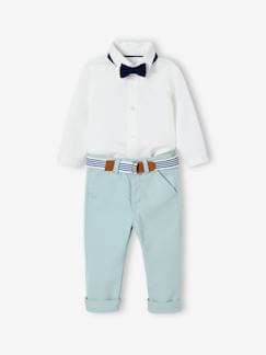 Bebé-Conjuntos-Conjunto de fiesta para bebé: pantalón con cinturón, camisa y pajarita