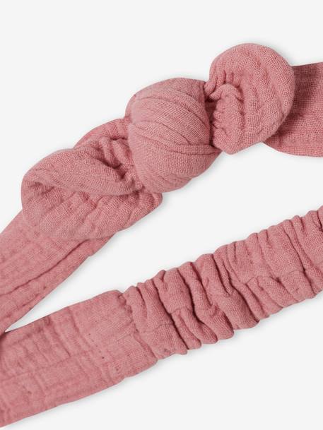 Conjunto de 3 prendas para bebé - blusa bordada, short de gasa de algodón y cinta del pelo a juego rosa 