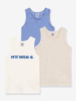 Niño-Ropa interior-Pack de 3 camisetas de tirantes de algodón orgánico PETIT BATEAU