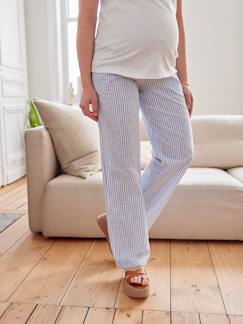 Ropa Premamá-Pantalones embarazo-Pantalón ancho a rayas para embarazo