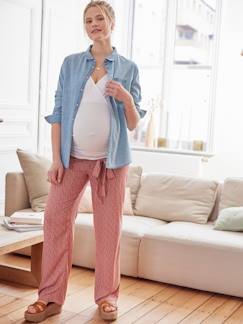 Ropa Premamá-Pantalón ancho con estampado vaporoso para embarazo
