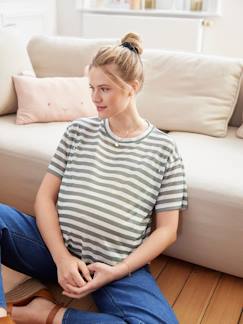Ropa Premamá-Camisetas y tops embarazo-Camiseta a rayas para embarazo y lactancia