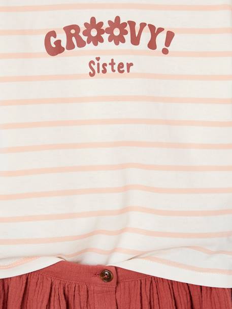 Conjunto de camiseta y falda de gasa de algodón para niña arcilla+crudo 