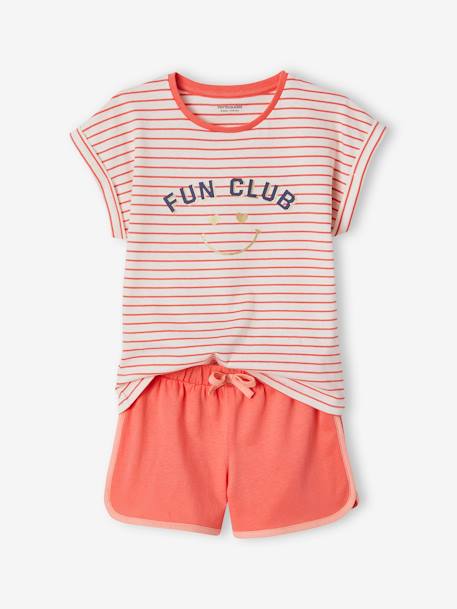 Pijama con short estilo deportivo para niña coral 