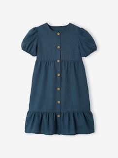 Niña-Vestido de lino y algodón con botones para niña