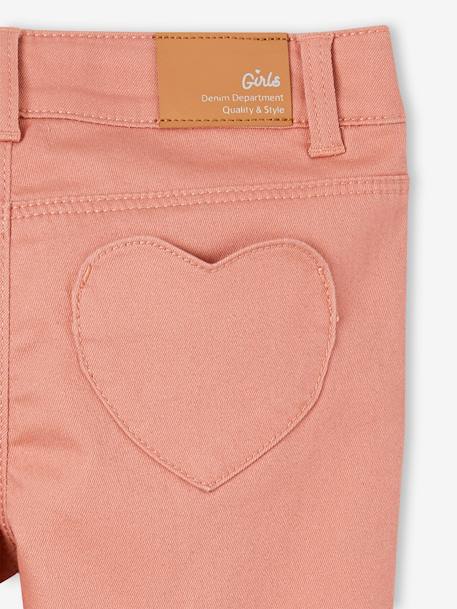 Pantalón slim indestructible con bolsillos detrás en forma de corazón para niña rosado+verde sauce 