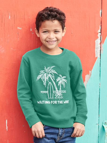 Sudadera estampada con cuello redondo para niño amarillo pálido+azul+rojo+verde 