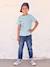 Camiseta animal de algodón orgánico para niño azul claro+gris jaspeado+verde sauce 