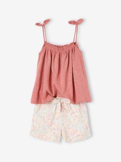 Niña-Shorts y bermudas-Conjunto para niña: camiseta de tirantes y short con estampado exótico