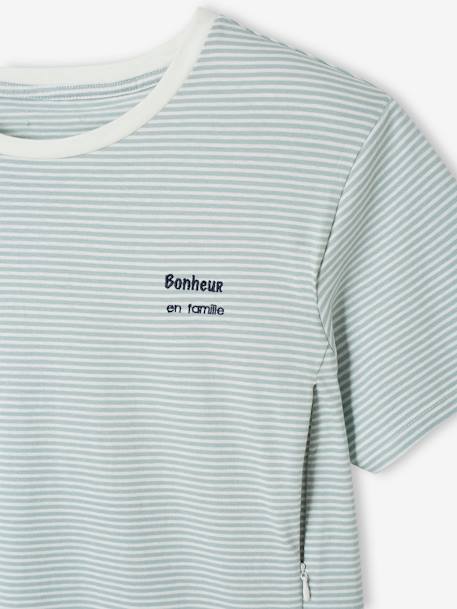 Camiseta a rayas para embarazo y lactancia, personalizable, de algodón AZUL OSCURO A RAYAS+ROJO MEDIO A RAYAS+VERDE CLARO A RAYAS 
