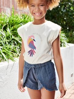 Niña-Camisetas-Camiseta con motivo de ave del paraíso y mangas hasta los hombros para niña