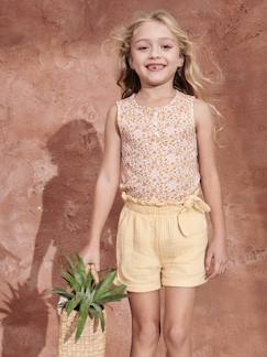 Niña-Camiseta de tirantes de punto de canalé con flores para niña