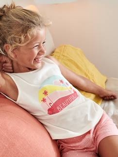 Niña-Pijamas-Pijama con short «flamenco rosa» de gasa 100% algodón para niña