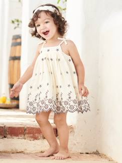 Bebé-Vestidos, faldas-Conjunto para bebé: vestido bordado, pantalón bombacho y cinta del pelo a juego