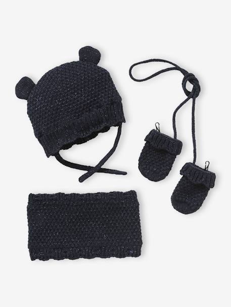 Bebé-Conjunto para bebé niña de gorro + snood + manoplas