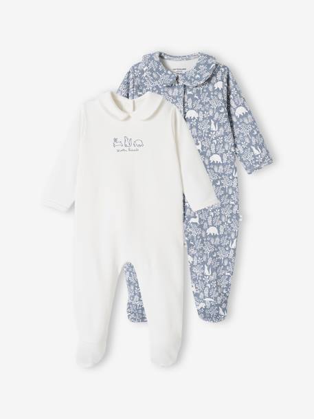 Ecorresponsables-Bebé-Pijamas-Pack de 2 peleles de algodón orgánico para bebé «Animales»