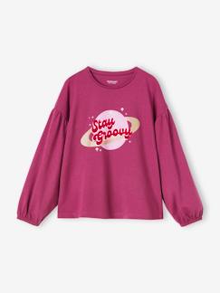 Niña-Camisetas-Camisetas-Camiseta con detalles brillantes y texto de terciopelo para niña