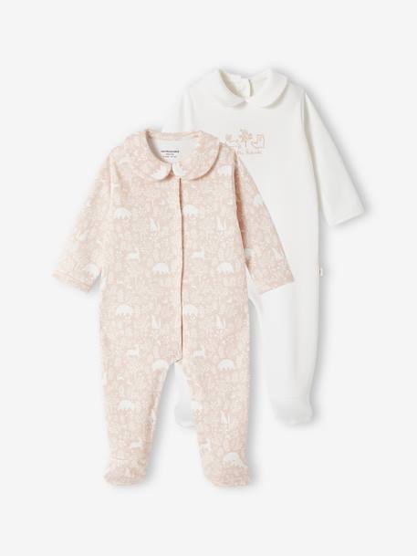 Ecorresponsables-Bebé-Pijamas-Pack de 2 peleles de algodón orgánico para bebé «Animales»