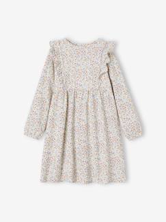 Niña-Vestidos-Vestido con estampado de flores y mangas con volantes para niña