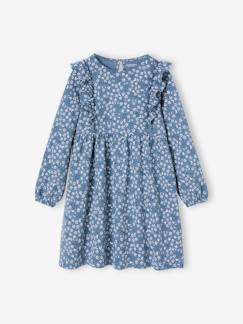 Niña-Vestido con estampado de flores y mangas con volantes para niña