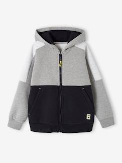 Sudadera deportiva con cremallera y capucha efecto colorblock niño