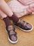 Zapatillas de piel con cierre autoadherente para niña, especial autonomía AMARILLO CLARO METALIZADO+bronce 
