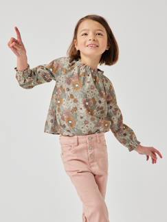 -Blusa de pana milrayas con estampado de flores para niña