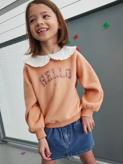 Niña-Jerséis, chaquetas de punto, sudaderas-Sudaderas-Sudadera romántica con cuello Peter Pan para niña