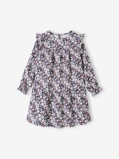 -Vestido vaporoso con volante y motivos de flores, para niña