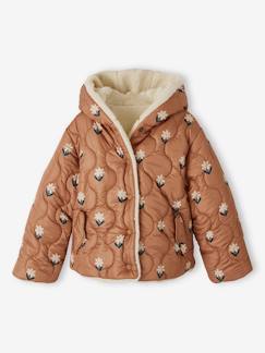 Niña-Abrigos y chaquetas-Chaqueta acolchada reversible con capucha para niña
