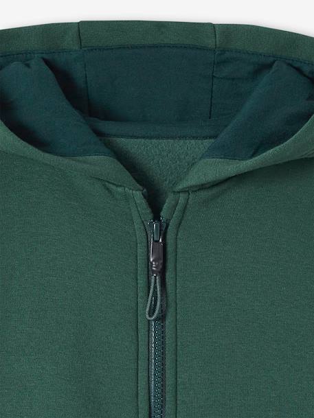 Sudadera deportiva con cremallera y capucha efecto colorblock niño burdeos+gris jaspeado+ocre+verde pino 