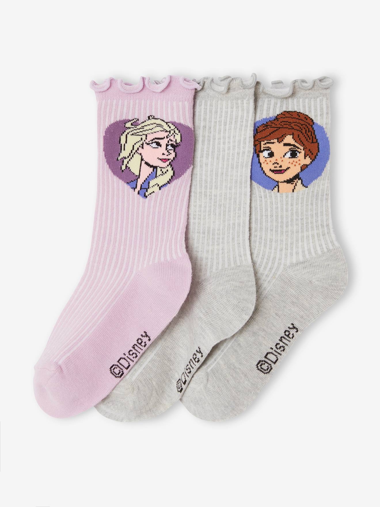Pack de 3 calcetines de Frozen para niñas en lila y blanco