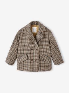 Niña-Abrigos y chaquetas-Abrigos y parkas-Abrigo de lana a cuadros con forro de sherpa para niña