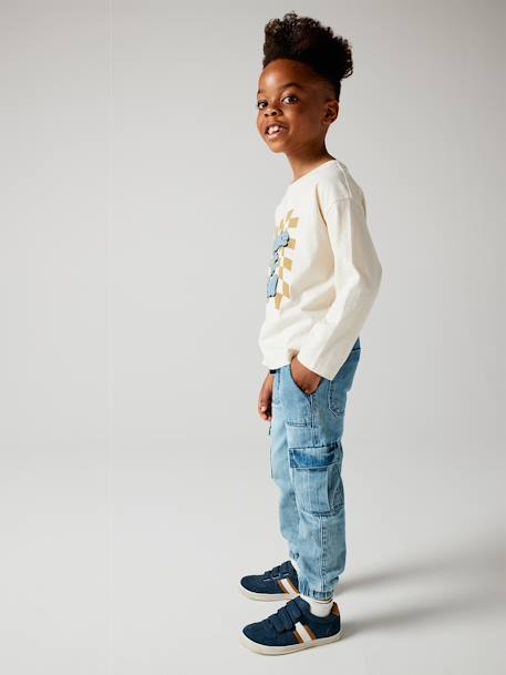 Pantalón cargo de denim fácil de vestir para niño doble stone+stone 