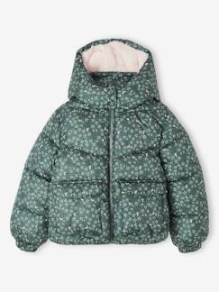 Niña-Abrigos y chaquetas-Chaqueta acolchada con estampado y capucha con forro polar para niña