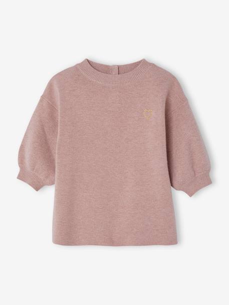 Bebé-Vestidos, faldas-Vestido de punto tricot con bordado para bebé