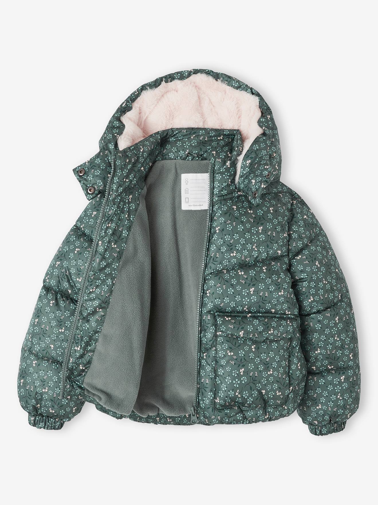 Chaqueta acolchada con estampado y capucha con forro polar para niña verde  estampado - Vertbaudet