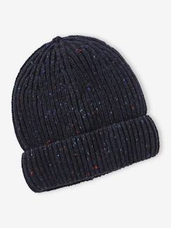 -Gorro liso de punto de canalé, para niño