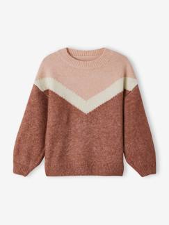 Niña-Jerséis, chaquetas de punto, sudaderas-Jerséis de punto-Jersey efecto colorblock niña
