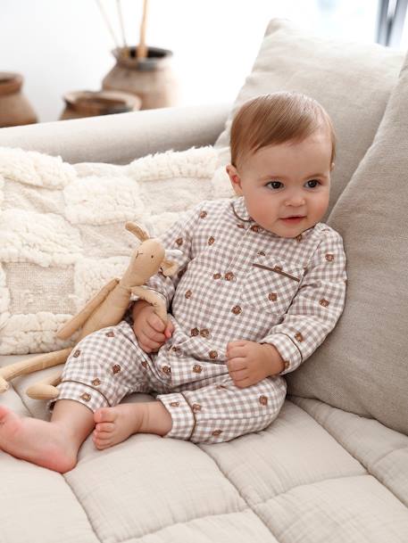 Ecorresponsables-Bebé-Pijamas-Pelele a rayas de algodón aterciopelado delante, para bebé niño