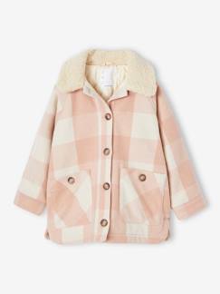 Niña-Abrigos y chaquetas-Abrigo estilo sobrecamisa de lana a cuadros para niña