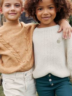 Niña-Jerséis, chaquetas de punto, sudaderas-Jerséis de punto-Jersey fantasía con trenzas para niña