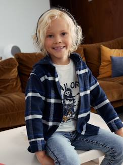 Niño-Camisas-Camisa de franela con capucha y cuadros grandes para niño