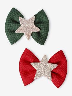 -Pack de 2 pinzas con lazos y estrella para niña